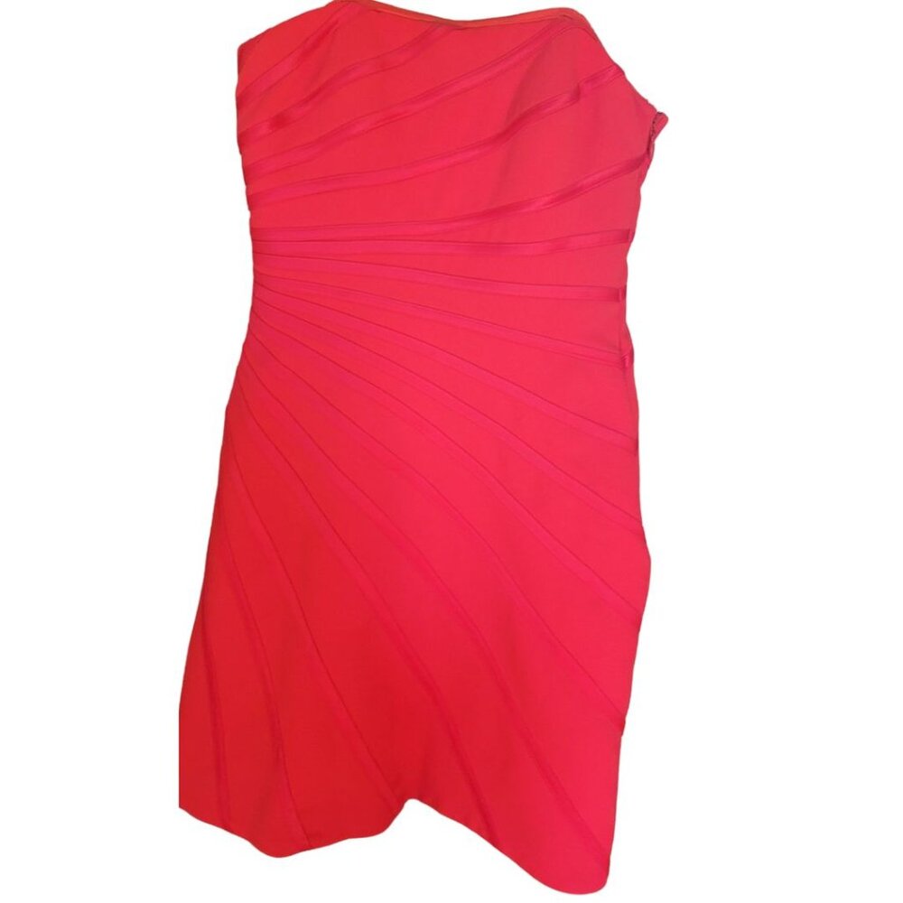 Halston Crepe Sunray Strapless Dress